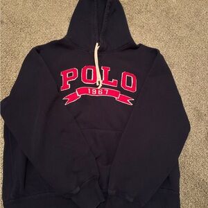 Polo by Ralph Lauren Men's Dark Blue Hoodie with Red Logo